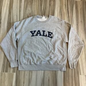 Y2K Champion Yale Reverse Weave Crewneck Sweatshirt With Unisex L Gray 2000s